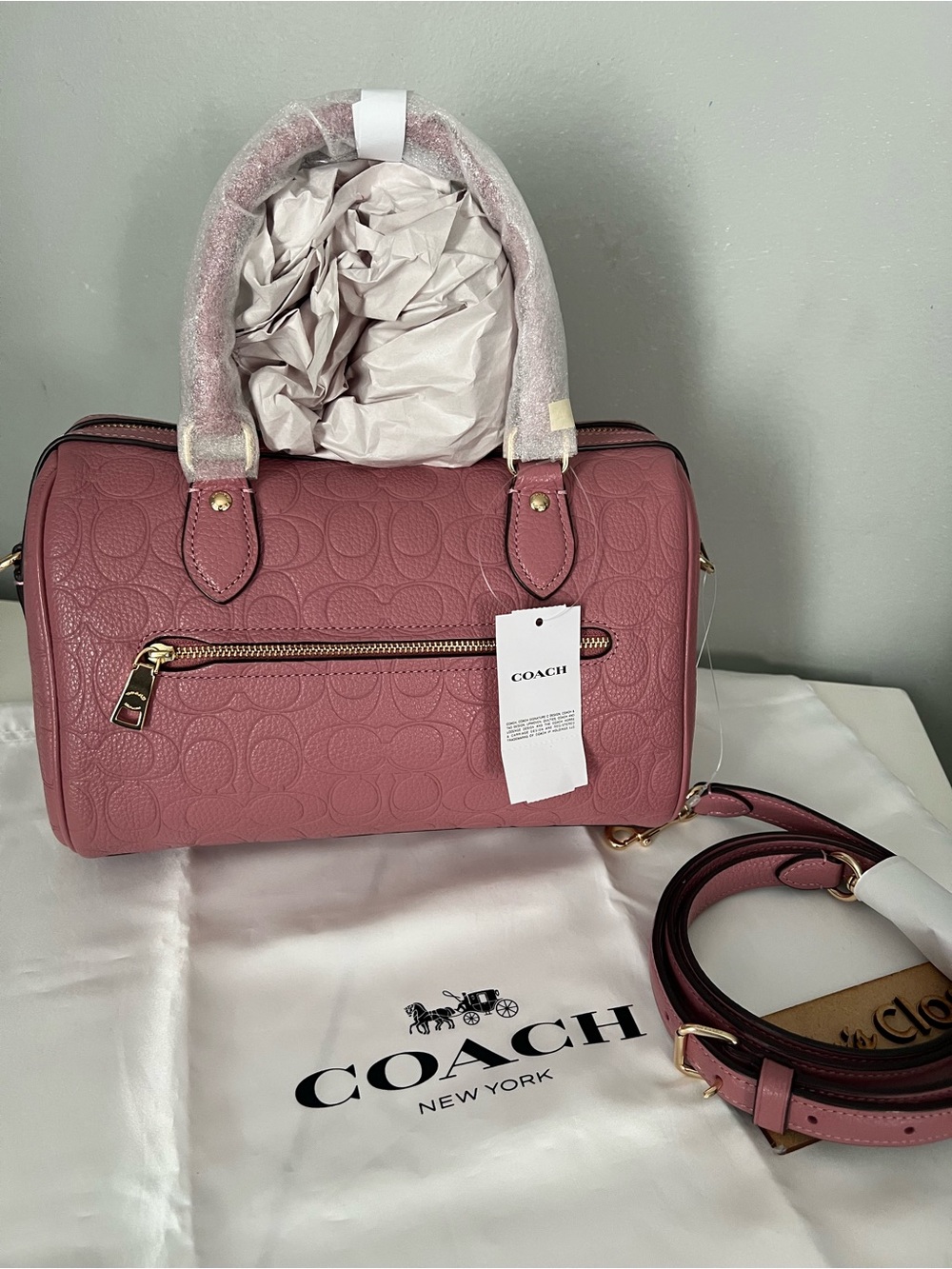 Coach Rowan Bag In Signature Leather With Flower Coin Purse And Wallet - Picture 8 of 15
